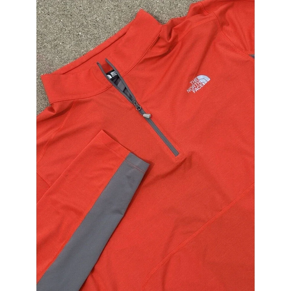 The North Face Pullover Men's XL Orange 1/4 Zip Performance Running Long Sleeve